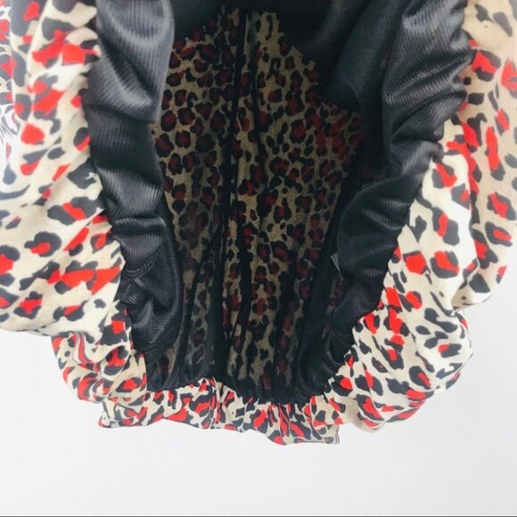 Suzy  Shier Animal print pleated blouson top size L - Picture 4 of 13